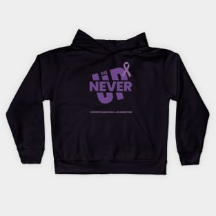 Never Give Up - Purple Ribbon Leiomyosarcoma Awareness Kids Hoodie